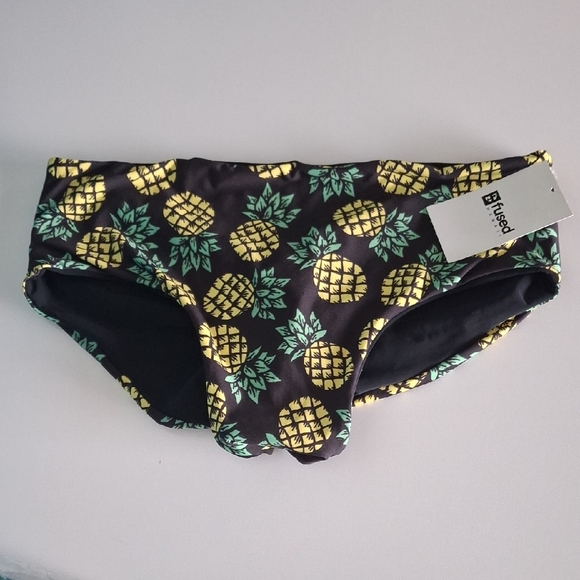 Fused Hawaii Other - Fused Women's Pineapple Print Swim Bottom - Black and Yellow